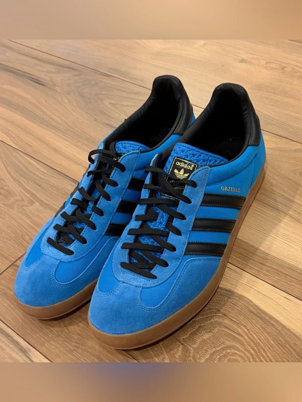adidas Blue Suede Gazelle Sneakers with Black Stripes Men’s Size 13